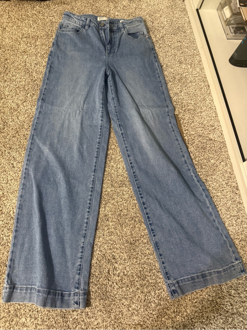 Wide-Leg Flare Jeans in Light Blue Denim